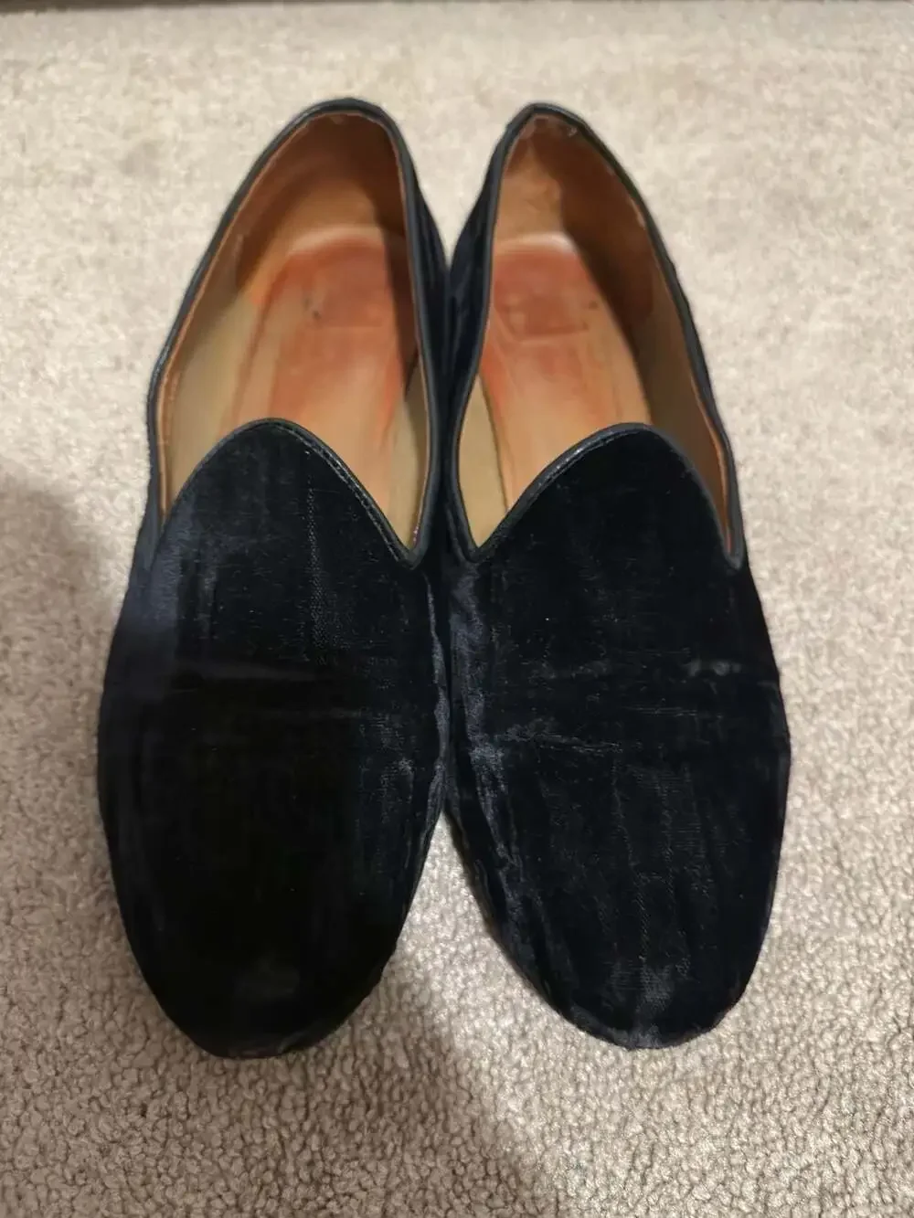 Jon Josef Black Velvet Venetian Loafers Slip-on Flats